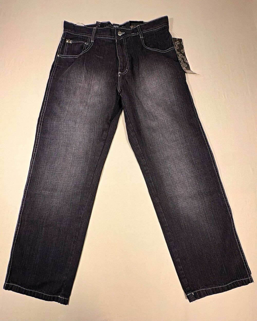 Vintage Y2k Southpole Relaxed Fit Jeans Black Sand Wash 36x32 NWT